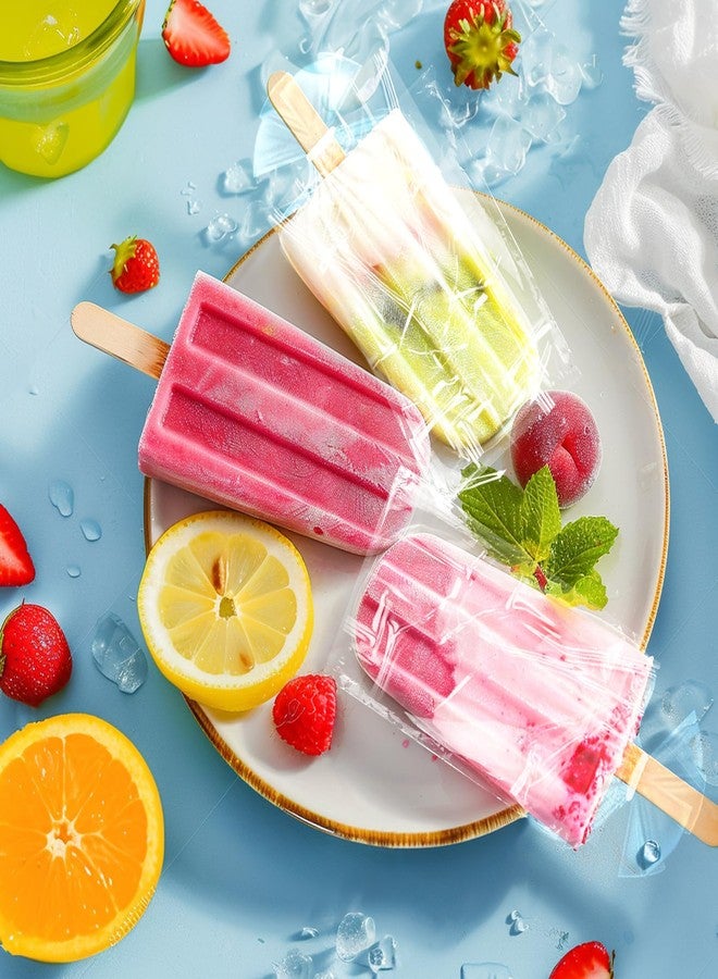 Miaowoof 200PCS Popsicle Bags Sealable, Ice Pop Bags For Ice Cream, Self-adhesive Clear Popsicle Wrappers, 6.3" x 3.2" Disaposable - Image 3
