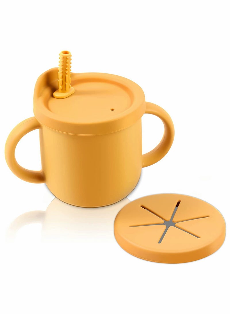 2-in-1 Toddler Sippy Cup and Snack Container (Yellow) - Leakproof Design, BPA-Free, Easy to Clean - Perfect for Travel and On-the-Go Snacking - Image 1