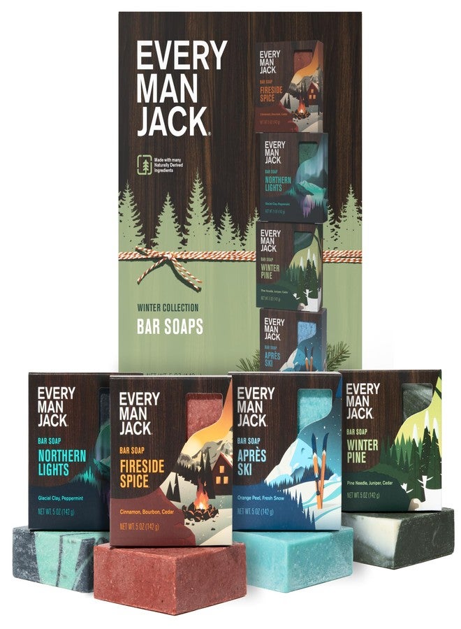Every Man Jack Cold Processed Mens Bar Soap Variety Gift Set - Invigorating Winter Scents - Deeply Cleans, Hydrates with Naturally Derived Ingredients - 5 ounce (pack of 4 - Image 1