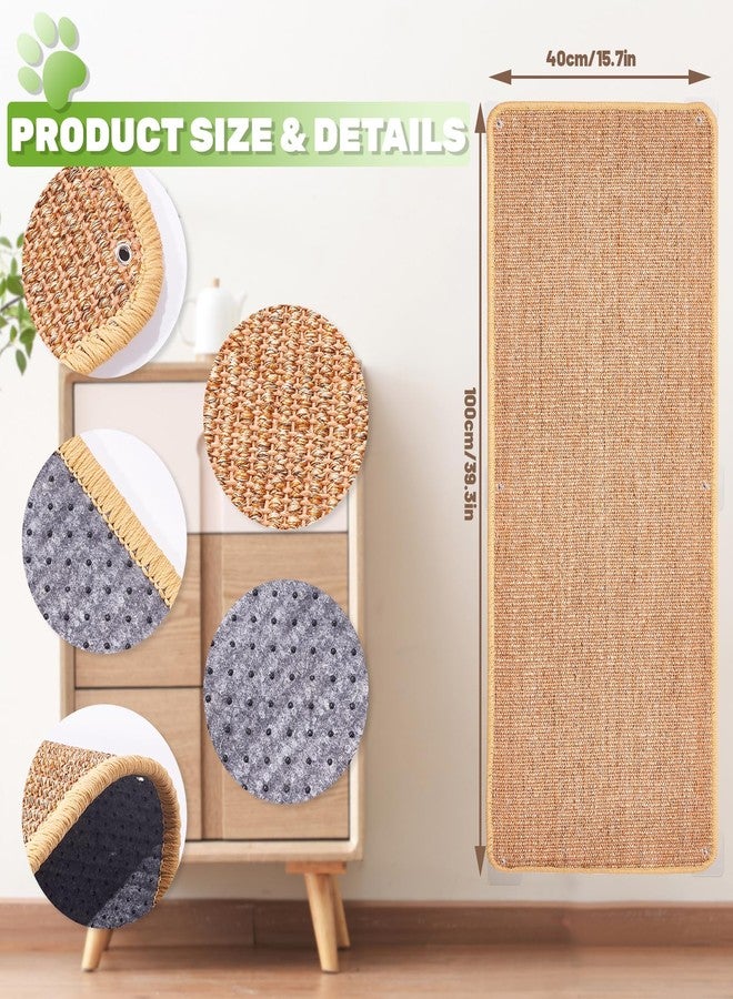 Uranshin Natural Sisal Cat Scratcher Mat, Wall Scratcher Carpet, Cat Climbing Wall, Large Tall Scratching Post, Sofa Protector, Scratching Mat Pad for Indoor Cats (Brown, 39.3" Lx15.7 W, 1PC) - Image 2