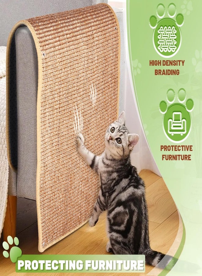 Uranshin Natural Sisal Cat Scratcher Mat, Wall Scratcher Carpet, Cat Climbing Wall, Large Tall Scratching Post, Sofa Protector, Scratching Mat Pad for Indoor Cats (Brown, 39.3" Lx15.7 W, 1PC) - Image 5
