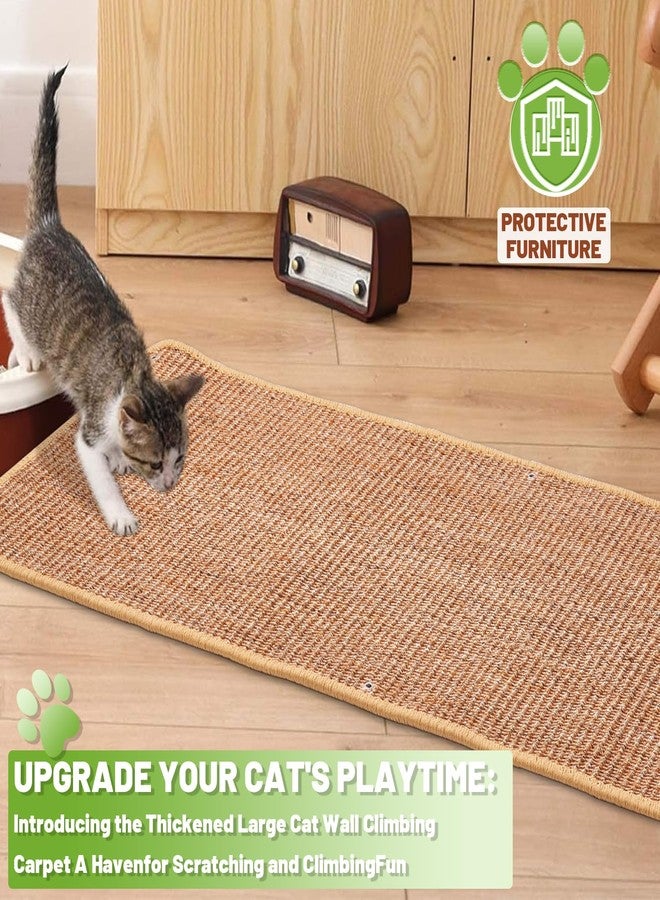 Uranshin Natural Sisal Cat Scratcher Mat, Wall Scratcher Carpet, Cat Climbing Wall, Large Tall Scratching Post, Sofa Protector, Scratching Mat Pad for Indoor Cats (Brown, 39.3" Lx15.7 W, 1PC) - Image 4