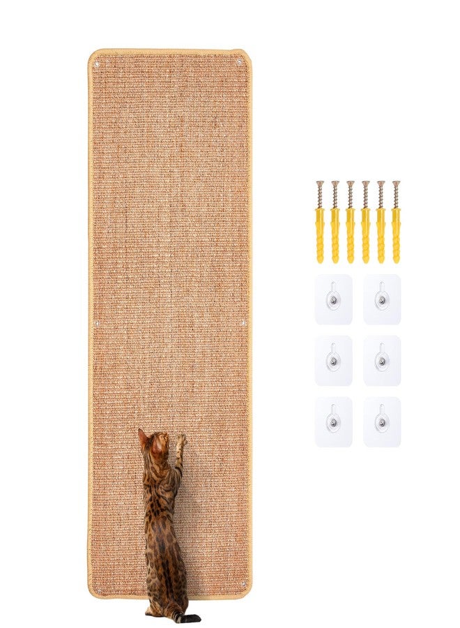 Uranshin Natural Sisal Cat Scratcher Mat, Wall Scratcher Carpet, Cat Climbing Wall, Large Tall Scratching Post, Sofa Protector, Scratching Mat Pad for Indoor Cats (Brown, 39.3" Lx15.7 W, 1PC) - Image 1