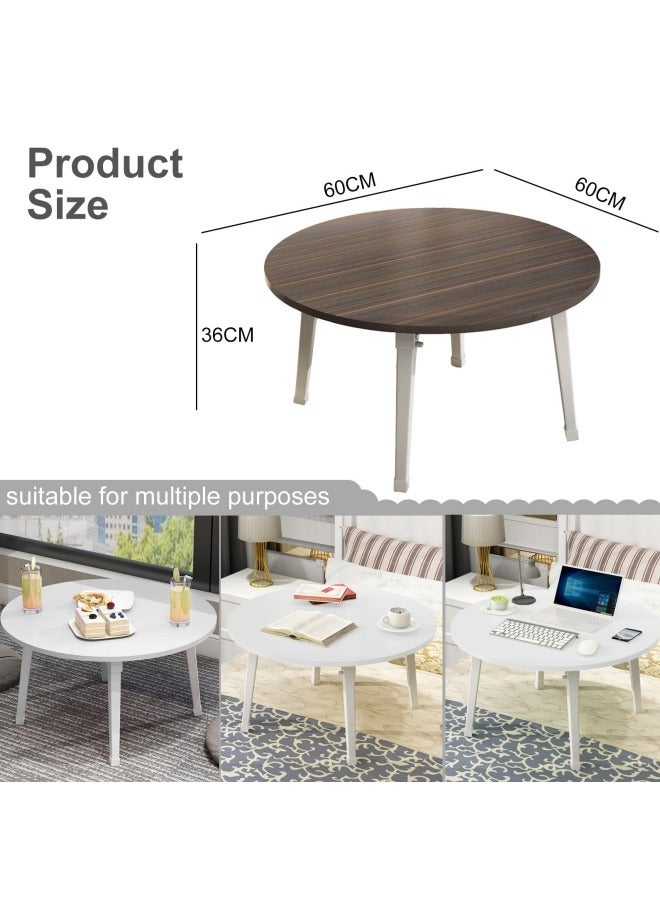 جيجيرو طاولة قهوة دائرية قابلة للطي، طاولة منخفضة على الطراز الياباني، مكتب دراسة للتاتامي، الجلوس على الأرض، غرفة نوم، نافذة خليجية، غرفة شاي، لون أبيض - Image 4