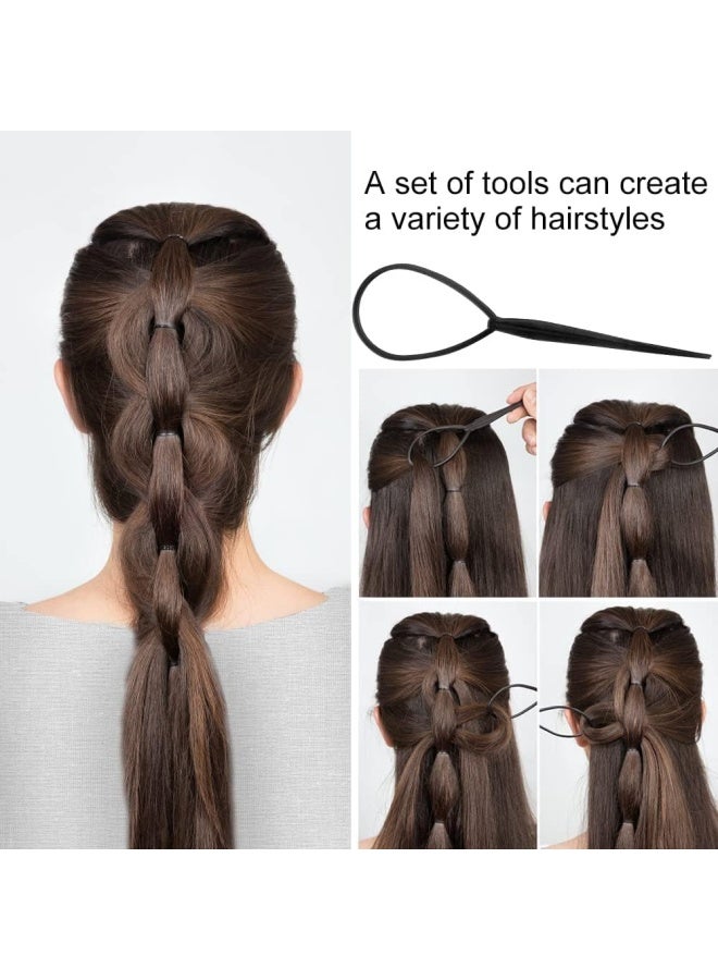 Premify 6  Pieces Terry Tool Set, Hair Styling Accessories Kit For Women & Girls, Bun Maker French Braiding Tools For Making Diy Hair Fashion Styles, Hair Braiders For Twist Ponytail Maker (Black)  - Image 2