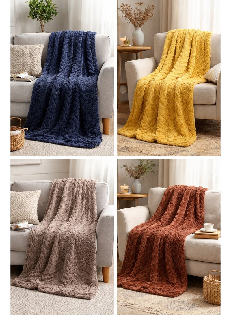 Home auraa King Jacquard blanket 280gsm, 200x240cm Brown - Image 4