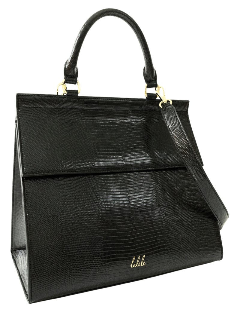 Lalele Large Lunchbag - Black Lizard  - Image 3