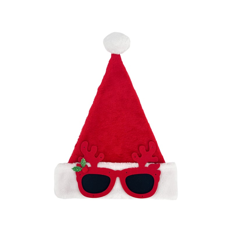 CHRISTMAS MAGIC Santa Hat with LED Glasses 30x43cm - Image 1