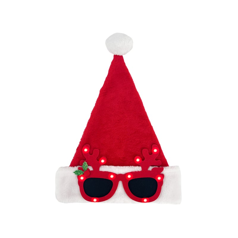 CHRISTMAS MAGIC Santa Hat with LED Glasses 30x43cm - Image 2
