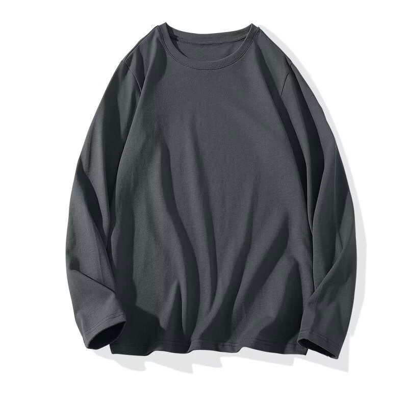 100% Xinjiang heavyweight pure cotton long-sleeved t-shirt spring and autumn new style male and female student couple loose casual versatile top - Image 3