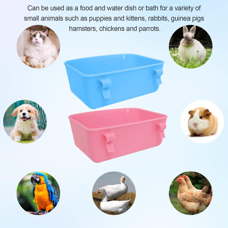 Wanheart 6 Pack Feeder (Blue, Pink), Hanging Feeder,Food and Water Container, Bath Water Bowl Universal for Birds Hamsters Mice Rats Rabbit Guinea Pig Small Pets (S) - Image 2