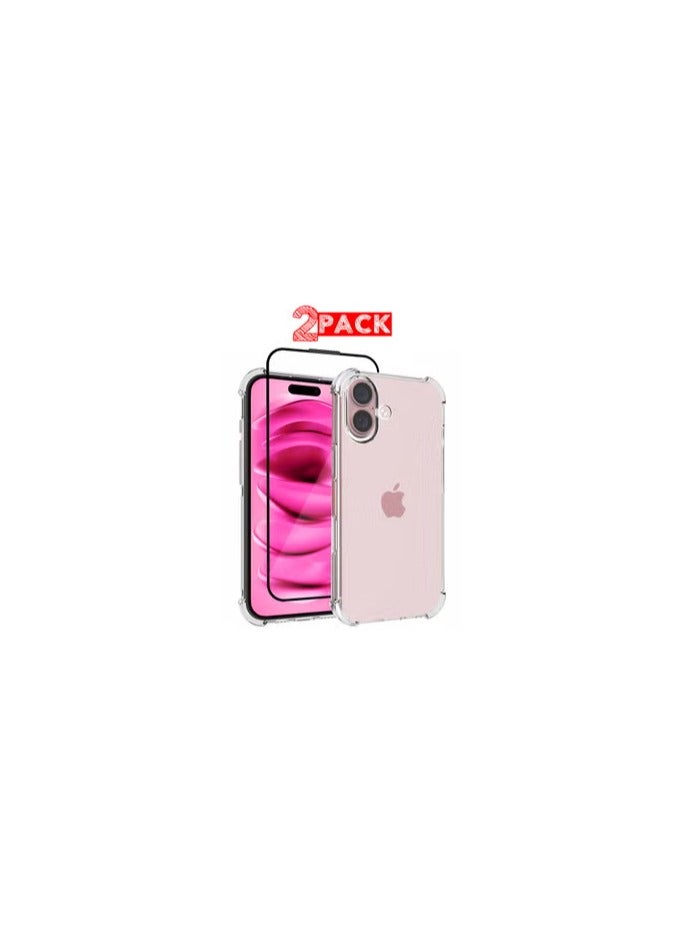 کاتانس (لهاتف iPhone 16) قطعتان من جراب TPU وواقي شاشة، حماية عسكرية، مقاوم للاصفرار والخدوش، جراب هاتف ممتص للصدمات - Image 2