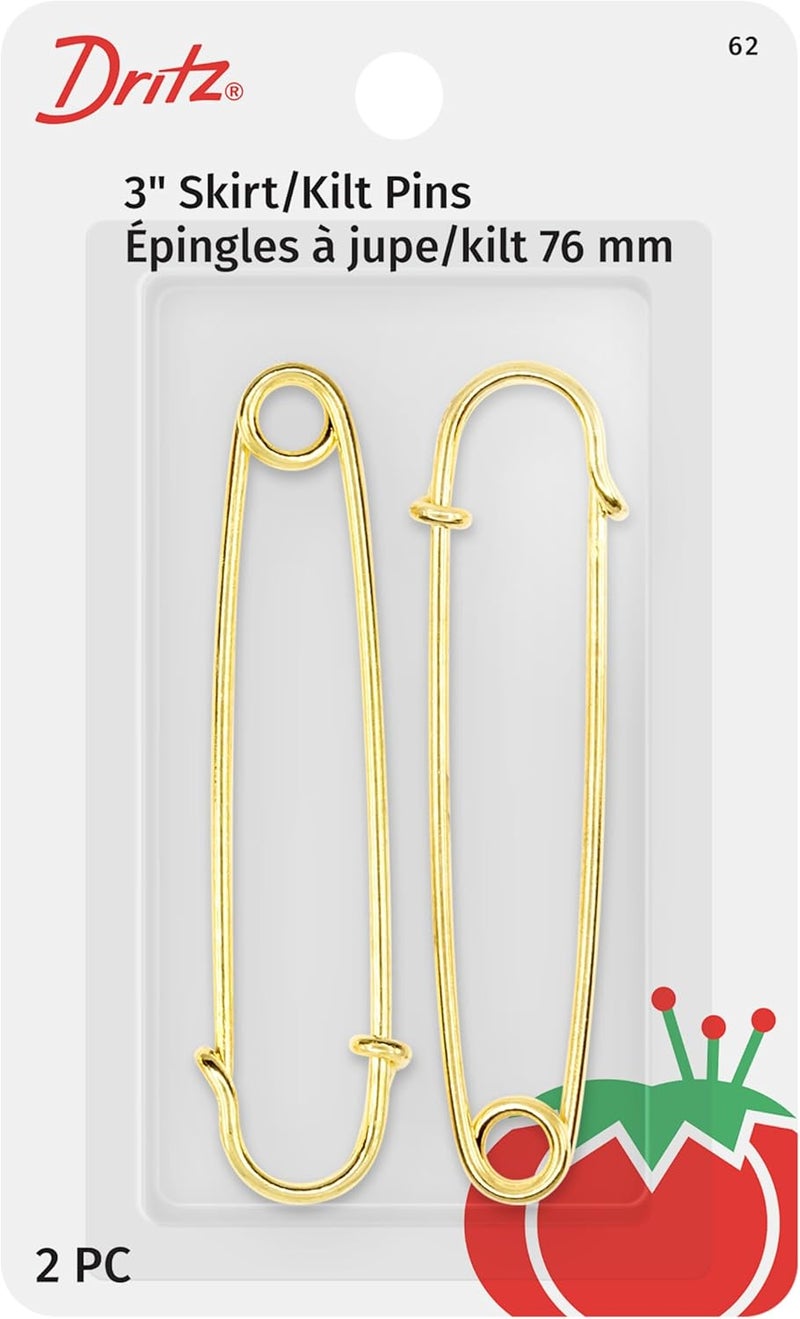 Dritz 62 Skirt/Kilt Pins - Brass Finish, 3-Inch (2-Count) - Image 1