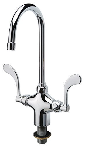 Zurn Z826B4-XL Double Lab Faucet with 5-3/8" Gooseneck and 4" Wrist Blade Handles, Chrome - Image 2