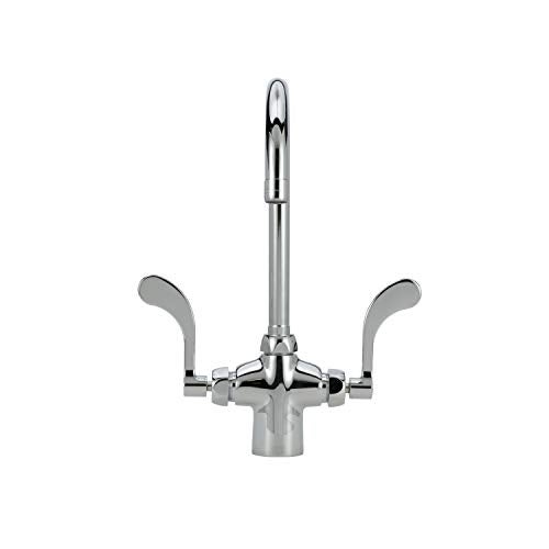 Zurn Z826B4-XL Double Lab Faucet with 5-3/8" Gooseneck and 4" Wrist Blade Handles, Chrome - Image 1