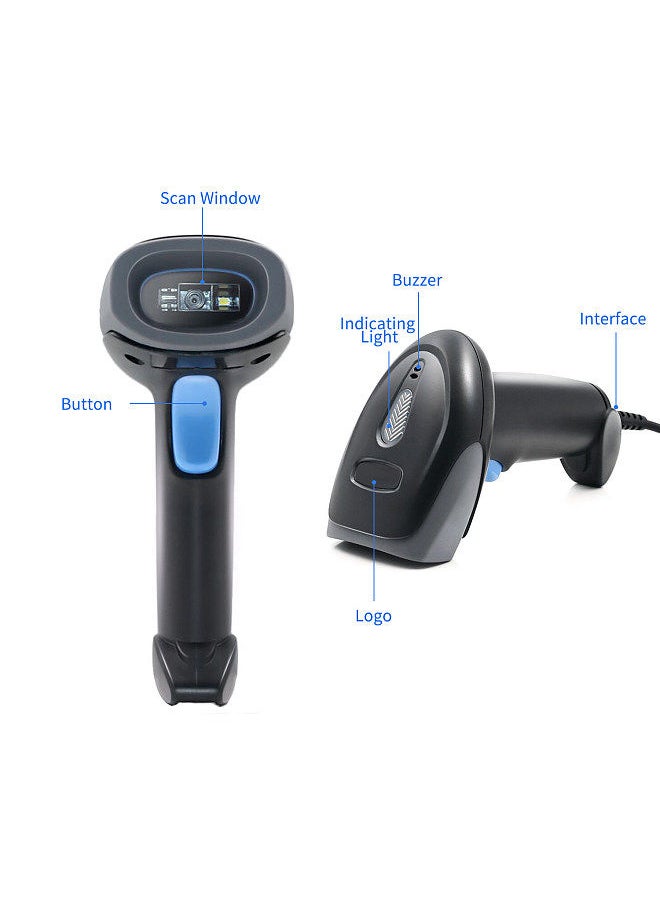 Generic - Handheld Barcode Scanner 1D/2D/QR Code Scanner 2.4G Wireless & USB Wired Bar Code Reader Compatible with Windows Mac Linux for Supermarket Retail Library Logistics Warehouse - Image 1