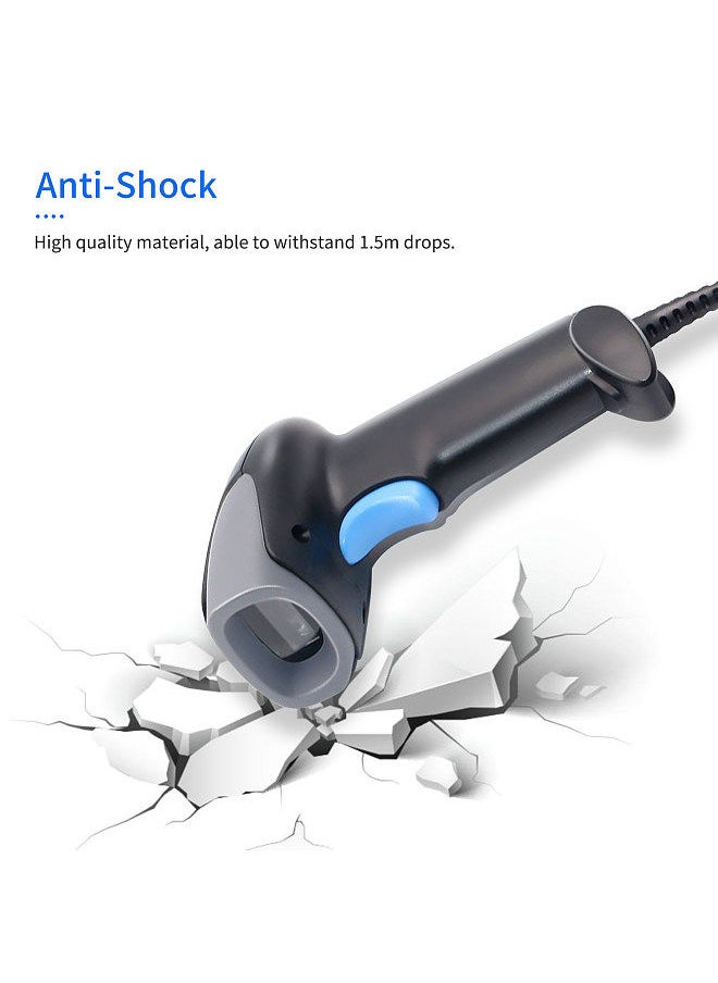 Generic - Handheld Barcode Scanner 1D/2D/QR Code Scanner 2.4G Wireless & USB Wired Bar Code Reader Compatible with Windows Mac Linux for Supermarket Retail Library Logistics Warehouse - Image 1