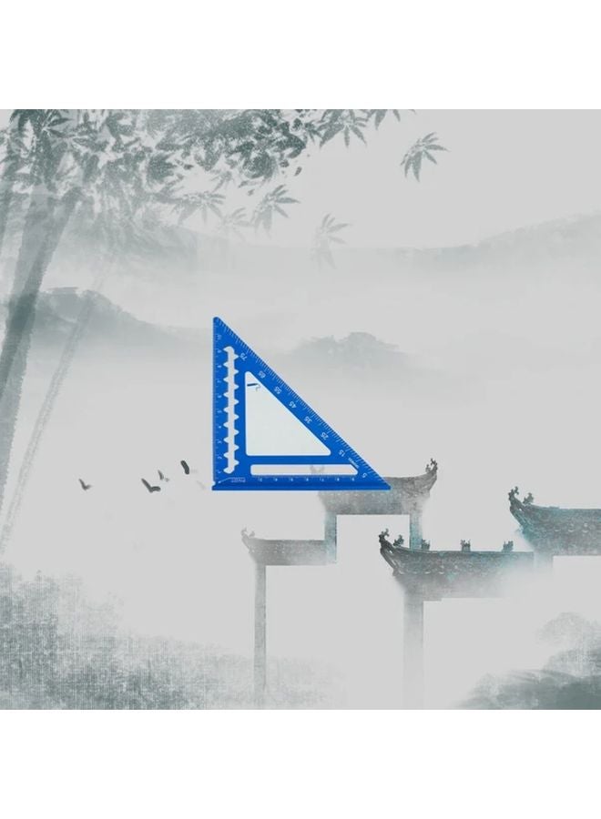 Blue 4 Inch Mini Triangular Ruler Metric Scale Aluminum Alloy High Precision Woodworking Tool - Image 1