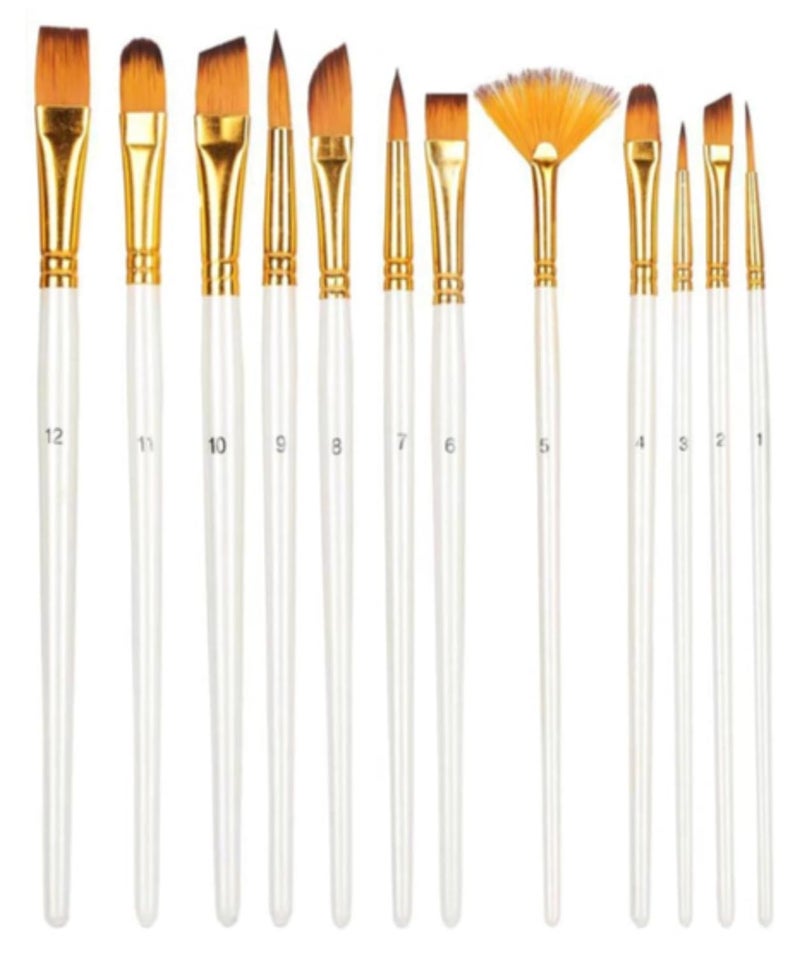 Twizzle Painting Brushes Set of 12 Round, Flat Mix Synthetic Hairs Assorted Paint Brush for Acrylic/Watercolor/Oil Brushes Set for Painting(Wood) - Image 3