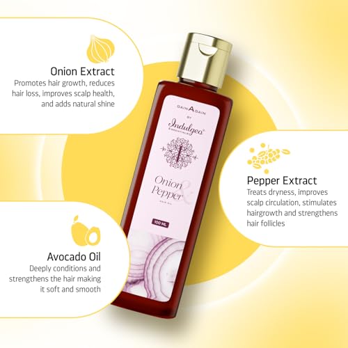 Indulgeo Essentials Nourishing Onion Hair Oil, Unlock Hair Growth and Control Hair Fall - Infused with Pepper Extracts – 100ml - Image 4