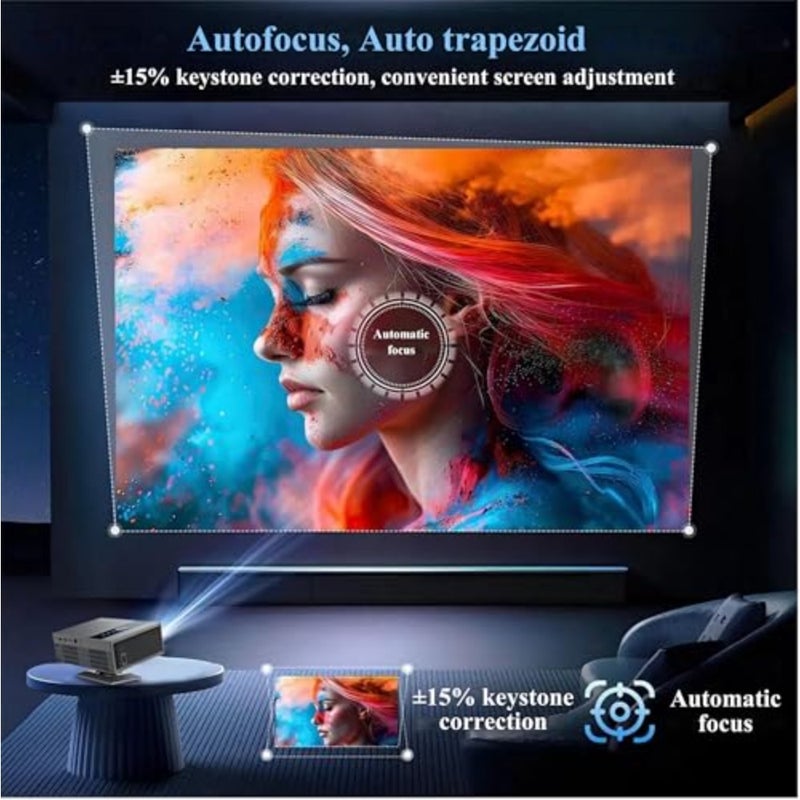 جهاز عرض X6 Ultra [تركيز تلقائي/ركيزة ودعامة مجانية] مع تلفزيون Android 11.0، 900ANSI 18000Lemns أجهزة عرض WiFi6 Bluetooth أصلية 1080P، جهاز عرض ذكي يدعم 4K، مسرح منزلي للهاتف، HDMI، USB - Image 3