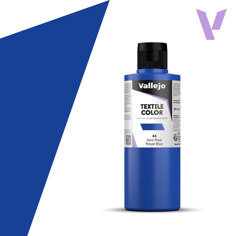 Vallejo Textile Fabric Paint Royal Blue 44 – 200ml Bottle Glossy Washable Finish