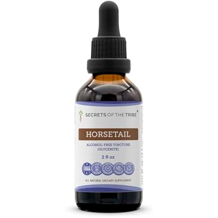 Secrets of the Tribe Horsetail Tincture Alcohol-Free Extract, Horsetail (Equisetum arvense) Dried Herb 2 oz - Image 1