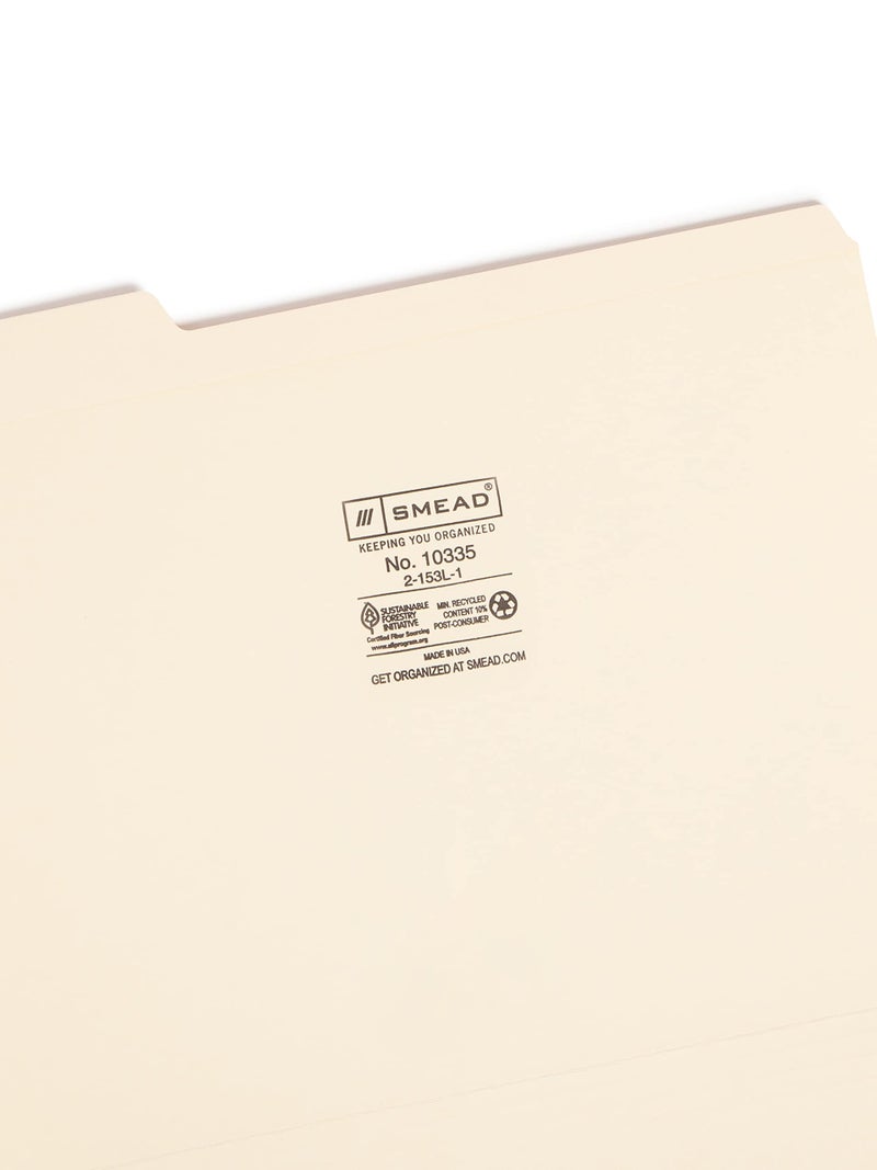 Smead File Folder, Reinforced 1/3-Cut Tab, Left Position, Letter Size, Manila, 100 per Box (10335) - Image 3