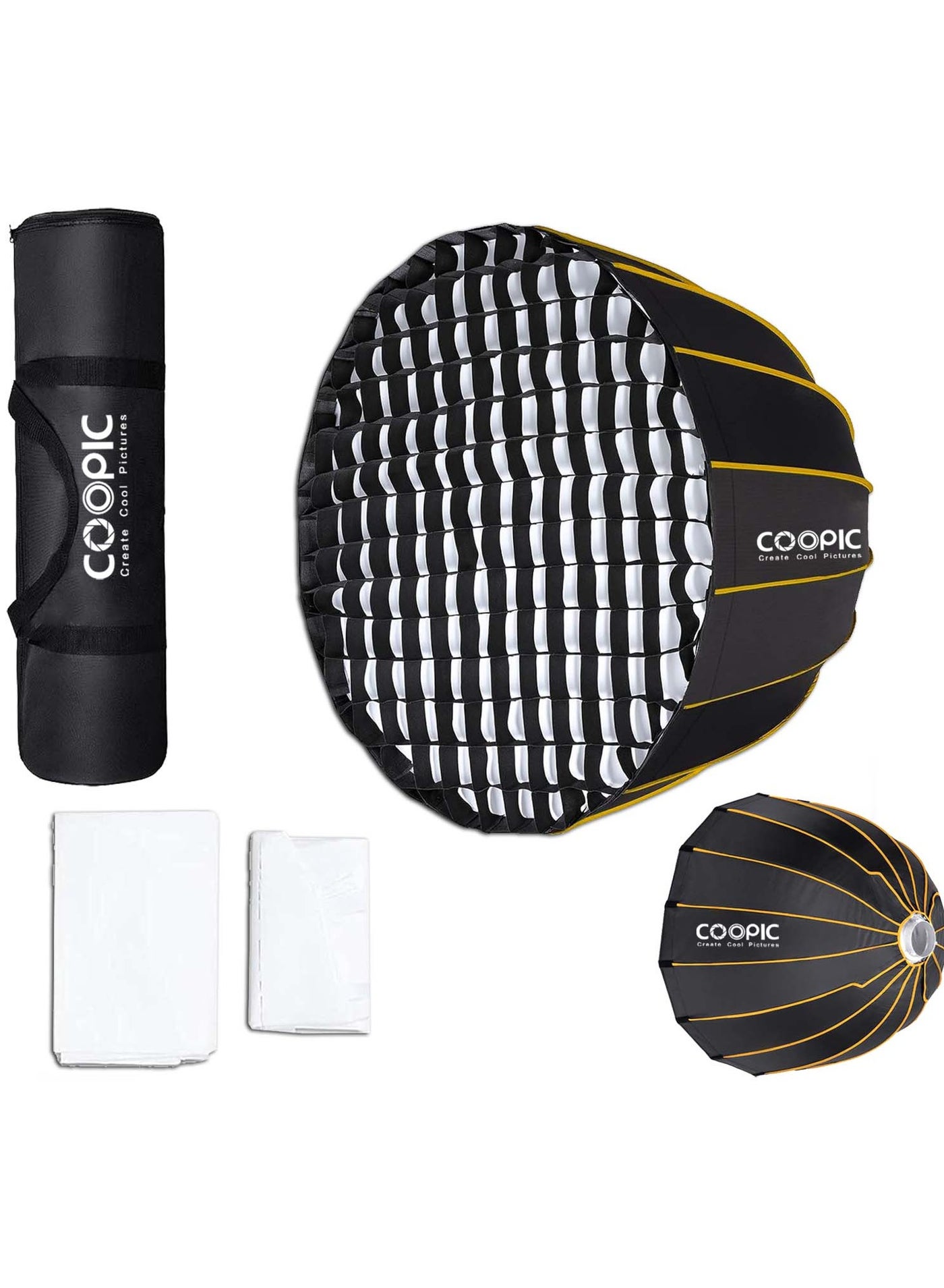 COOPIC CS-90 90cm/35.4inch 2-Pack Large Portable Softbox Professional Deep Parabolic Photography Quick Softbox with Carrying Bag for Live Stream Studio Photography Portrait Video,etc