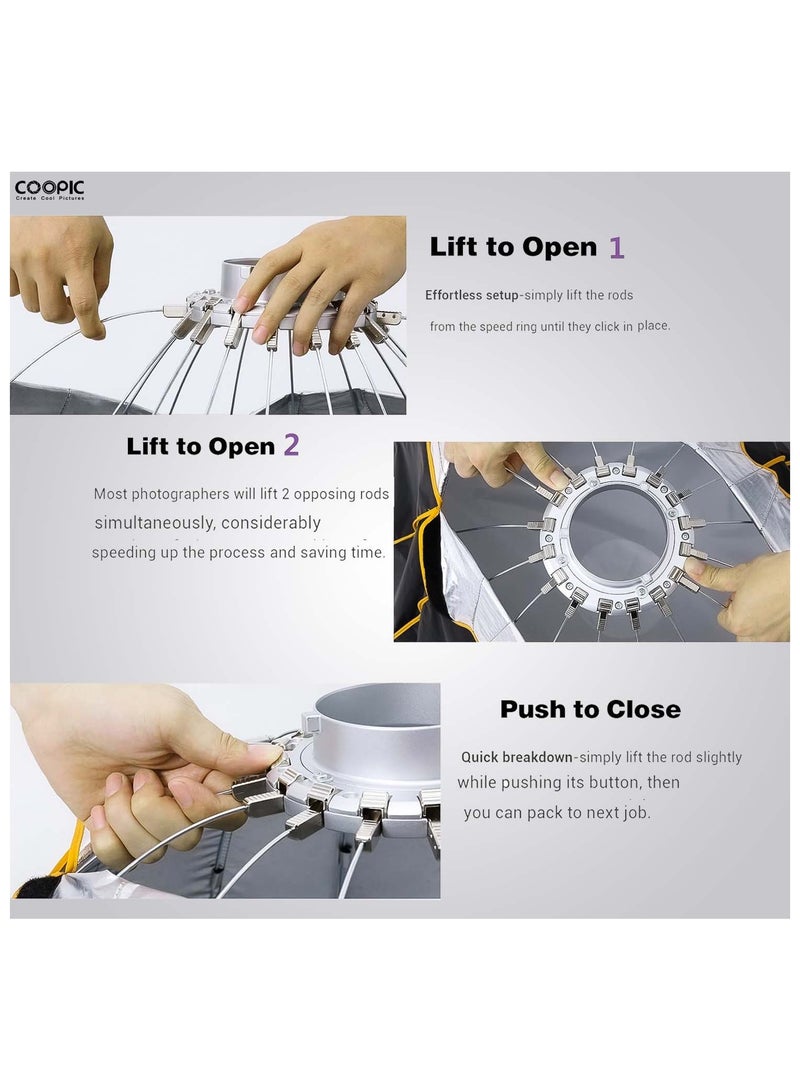 Coopic COOPIC CS-90 90cm/35.4inch 2-Pack Large Portable Softbox Professional Deep Parabolic Photography Quick Softbox with Carrying Bag for Live Stream Studio Photography Portrait Video,etc  - Image 4