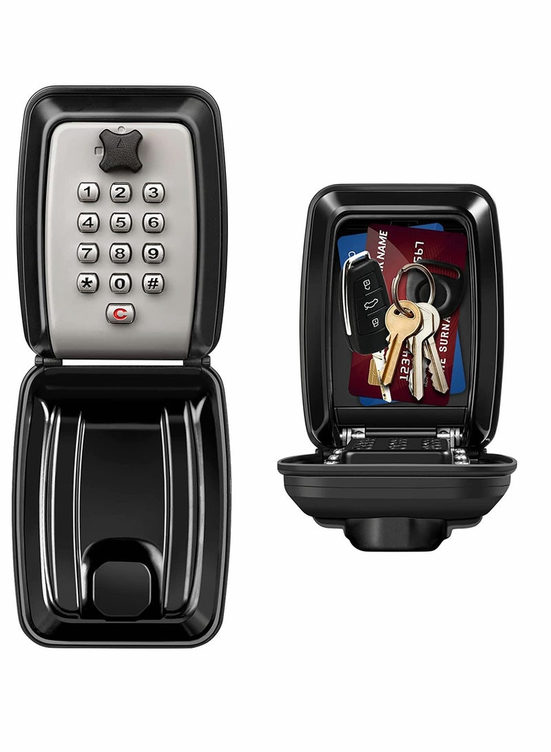 Key Safe with Password Wall Mounted, Key Lock Box Large with Resettable 12-Digit Combination Security Key Box Weatherproof for Outdoor Indoor, Storage Box for Home Garage Office Spare Keys (Black) - Image 1