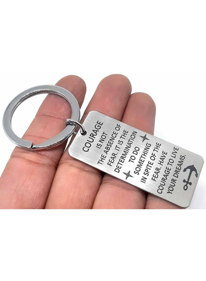 Aura Single Sided Courage Inspirational Motivational Keychain Keyring for Husband Men Women Father Daughter Friend Students Silver Keychain - Image 2