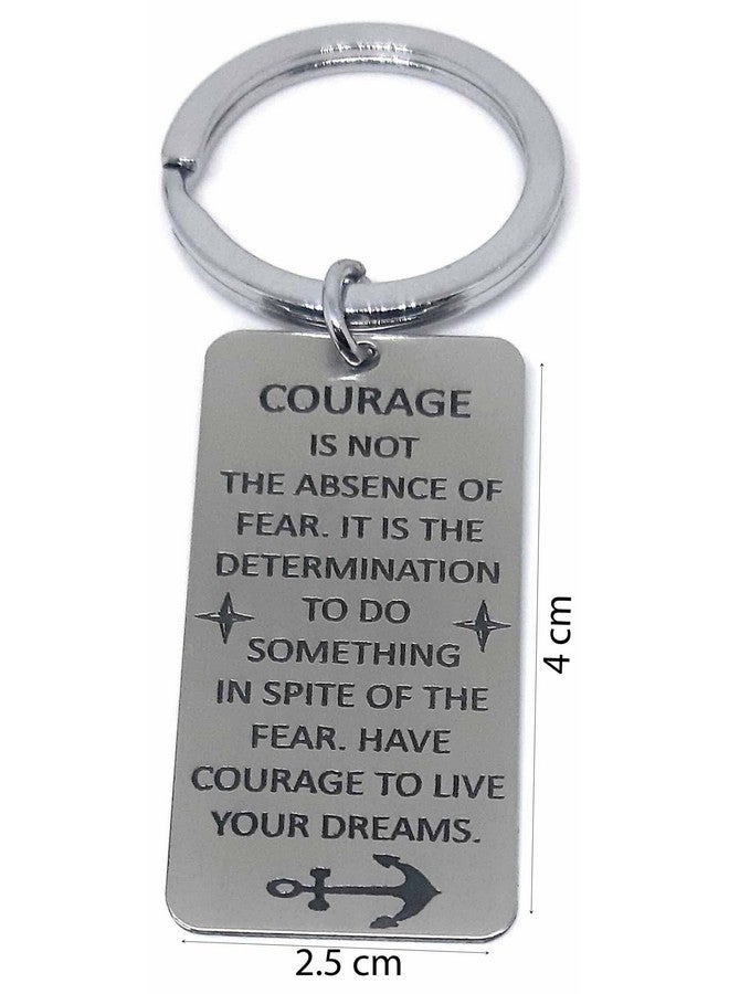 Aura Single Sided Courage Inspirational Motivational Keychain Keyring for Husband Men Women Father Daughter Friend Students Silver Keychain - Image 5
