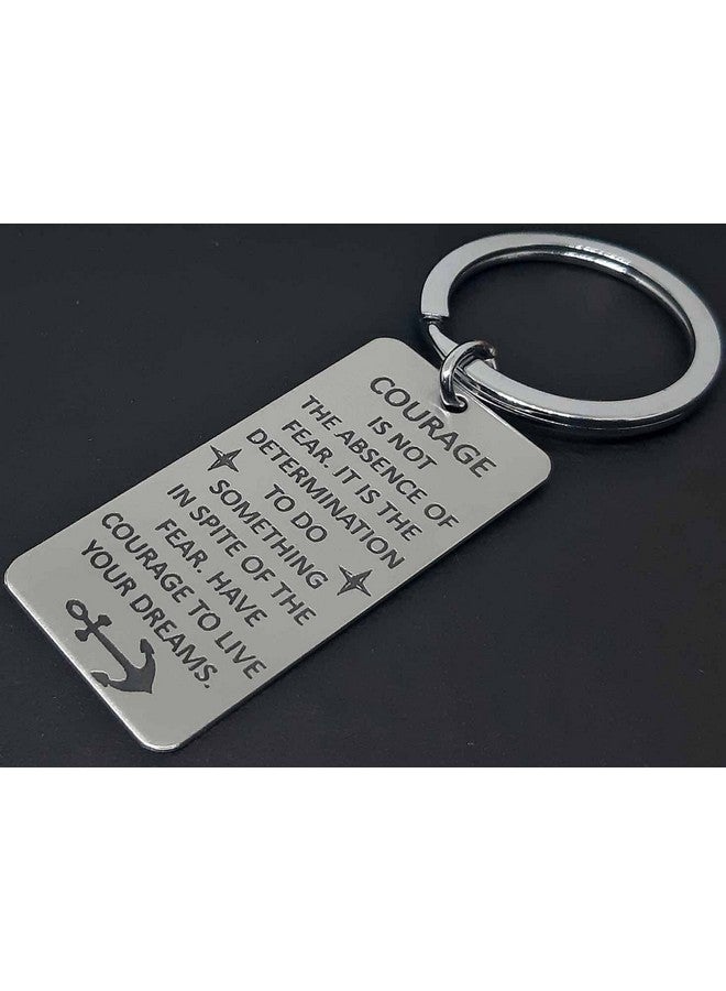 Aura Single Sided Courage Inspirational Motivational Keychain Keyring for Husband Men Women Father Daughter Friend Students Silver Keychain - Image 3