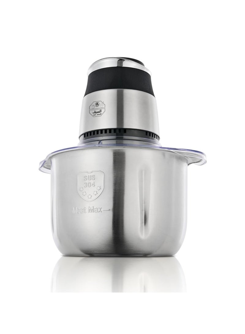 Alsaif Al Saif steel food processor, 4 liters - 800 watts 4 L 800 W E02431 SILVER - Image 2