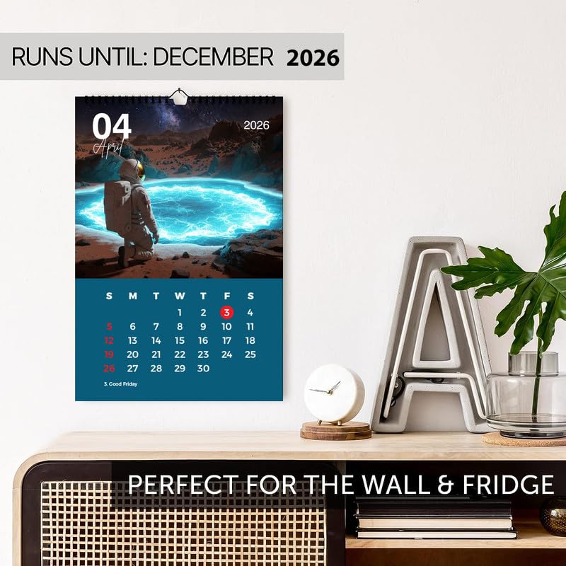 AccuPrints® Wall Calendar 2026 Planner-Size (14 x 20) inch For Office Home Table New Year Hanging Kids (35.5 x 50) cm- (Astronaut-01) - Image 2