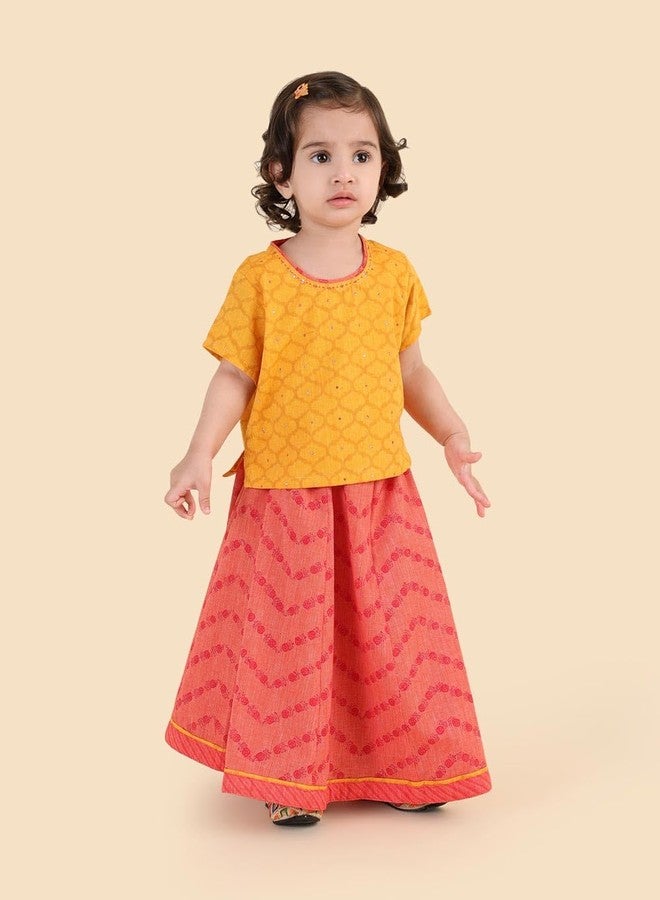 Fabindia Pink Cotton Hand Block Printed 2Pc Lehenga Set - Image 3