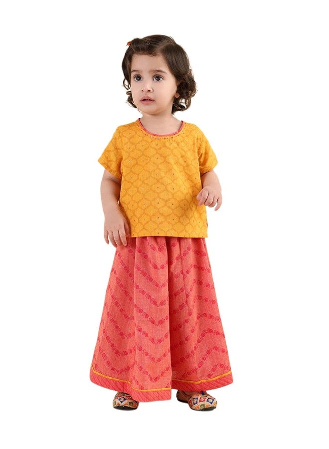 Fabindia Pink Cotton Hand Block Printed 2Pc Lehenga Set - Image 1