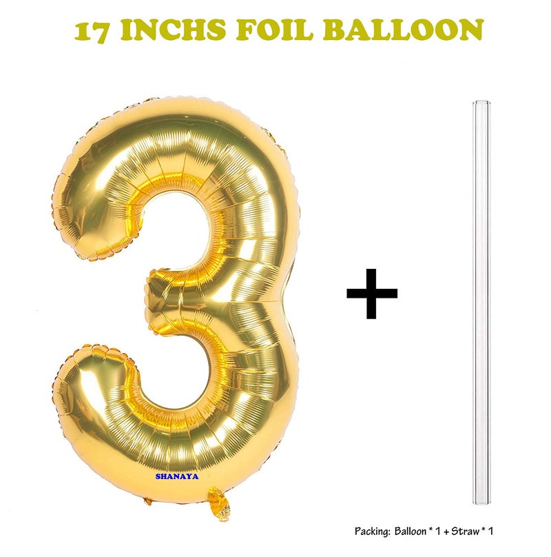 SHANAYA Happy 3rd Birthday Decorations For Girls Boys Husband Wife Combo Items Kit -52Pcs Set Happy Birthday Foil Balloons Silver Blue Black Metallic Balloons Star Heart Number 3 Foil Baloons Party Supplies - Image 4