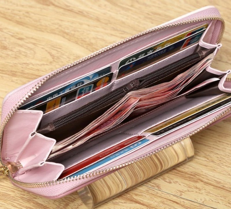 Elios Women's Fashionable Patchwork Candy Contrast Color Long Zipper Card Organizer Clutch Wallet - Image 4