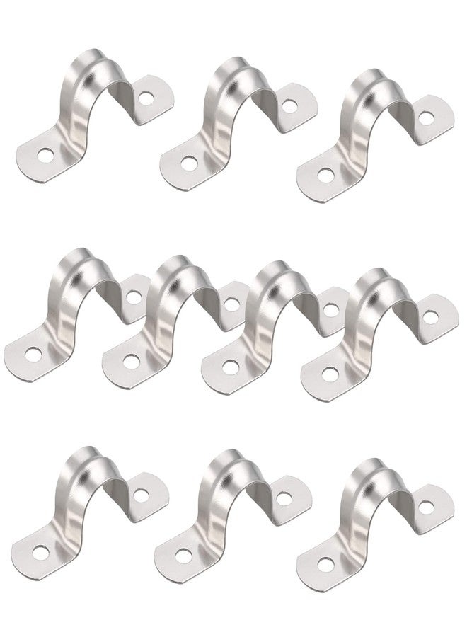 AKIHISA Pipe Clamps, 10 Pcs U Tube Strap Clamp, 304 Stainless Steel 2 Hole Pipe Bracket, ID 7/9Inch(20mm) - Image 1