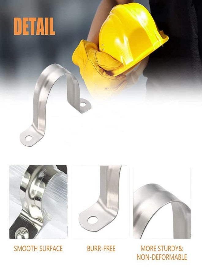 AKIHISA Pipe Clamps, 10 Pcs U Tube Strap Clamp, 304 Stainless Steel 2 Hole Pipe Bracket, ID 7/9Inch(20mm) - Image 3
