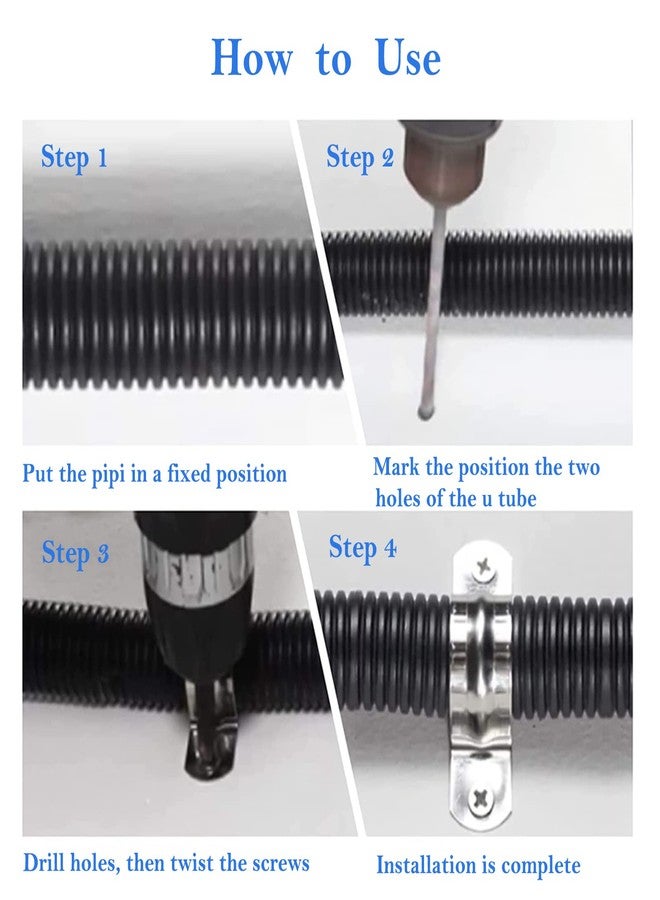 AKIHISA Pipe Clamps, 10 Pcs U Tube Strap Clamp, 304 Stainless Steel 2 Hole Pipe Bracket, ID 7/9Inch(20mm) - Image 4