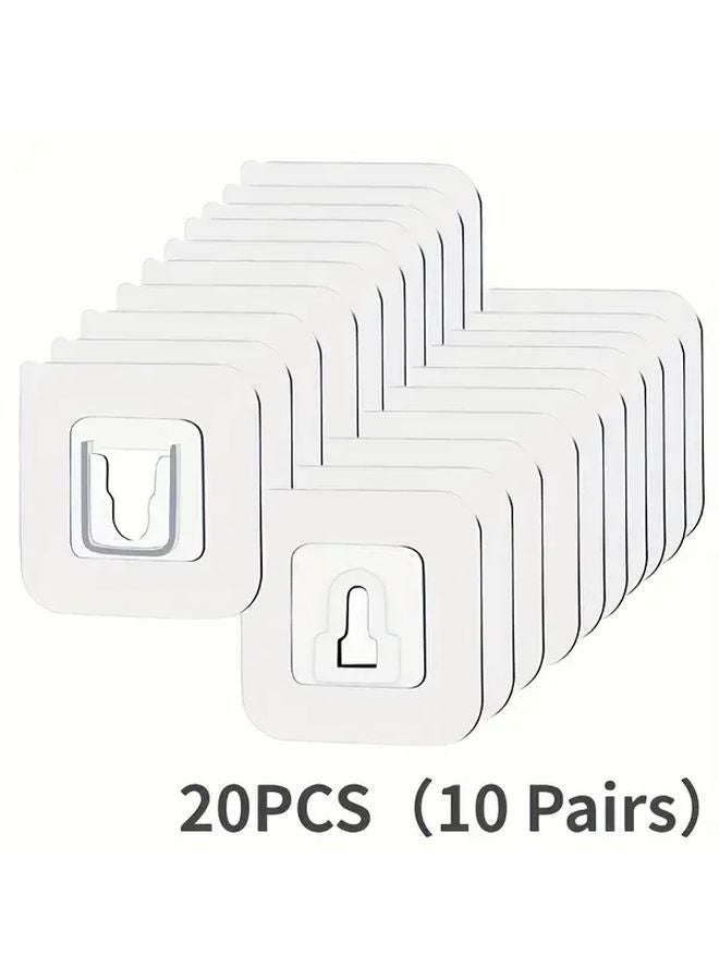 20 قطعة من خطافات الحائط اللاصقة المقاومة للماء متينة البلاستيك تركيب بدون حفر متعددة الأغراض - Image 1