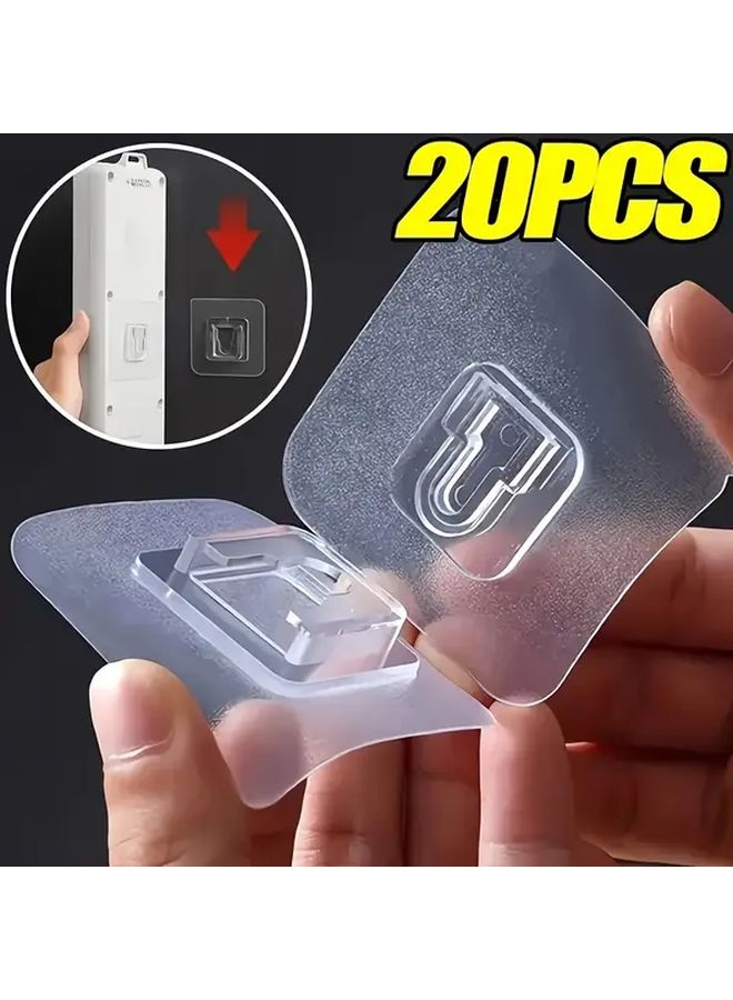 20 قطعة من خطافات الحائط اللاصقة المقاومة للماء متينة البلاستيك تركيب بدون حفر متعددة الأغراض - Image 2