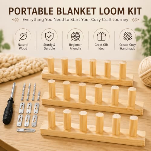 Aeelike Wooden Loom Kit for Blankets 39 inch DIY Handmade Extra Jumbo Chunky Yarn Crochet Knitting Tool Making Blanket for Adults Beginners Gift for Crafts Lover - Image 3