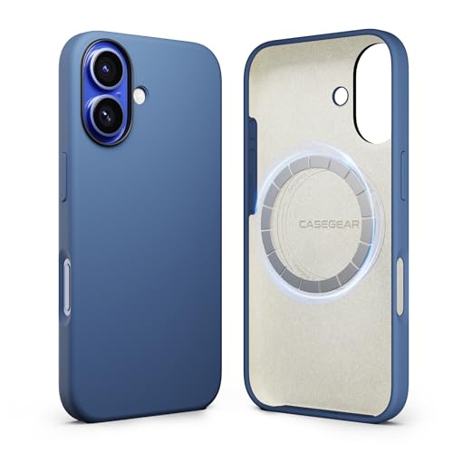 CASEGEAR Silicone Snap Fit Back Cover Case Compatible with iPhone 16 Plus | 8 Feet Drop Protection | Compatible with MagSafe | 360° Protection | Shockproof & Scratch Resistant | Blue - Image 1