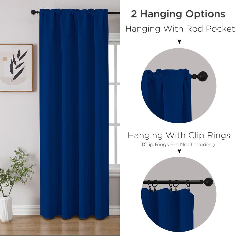 CUCRAF Royal Blue Blackout Curtains 84 inch Length 2 Panels Set, Rod Pocket Room Darkening Drapes for Bedroom Living Room, Insulated Thermal Light Blocking Window Curtain (W52 x L84 Inch) - Image 3