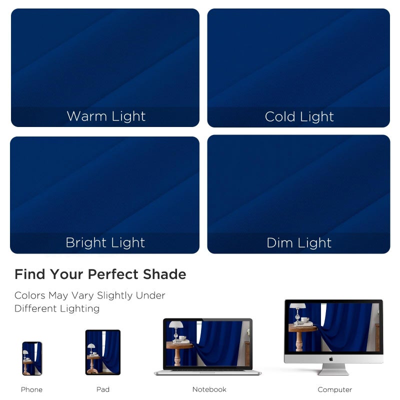 CUCRAF Royal Blue Blackout Curtains 84 inch Length 2 Panels Set, Rod Pocket Room Darkening Drapes for Bedroom Living Room, Insulated Thermal Light Blocking Window Curtain (W52 x L84 Inch) - Image 4