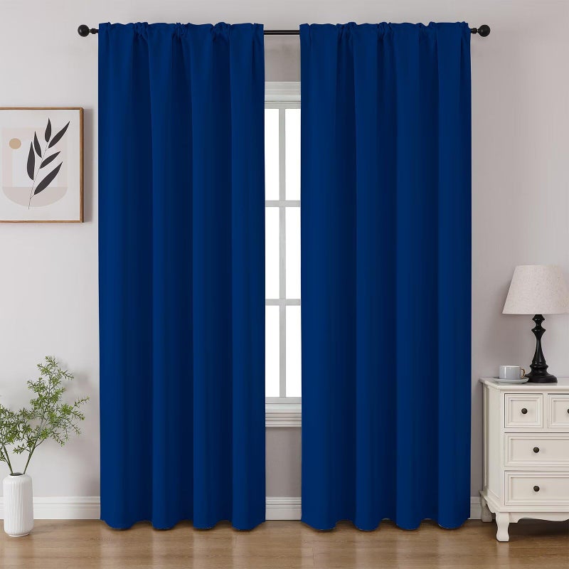 CUCRAF Royal Blue Blackout Curtains 84 inch Length 2 Panels Set, Rod Pocket Room Darkening Drapes for Bedroom Living Room, Insulated Thermal Light Blocking Window Curtain (W52 x L84 Inch) - Image 1